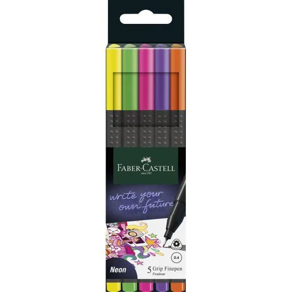 ■ Faber-Castell - Grip Finepen - Neon - Wallet of 5