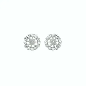 0.61 Ct 2 pointers Natural Diamond Jacket Earrings 14K White Gold center 8 MM