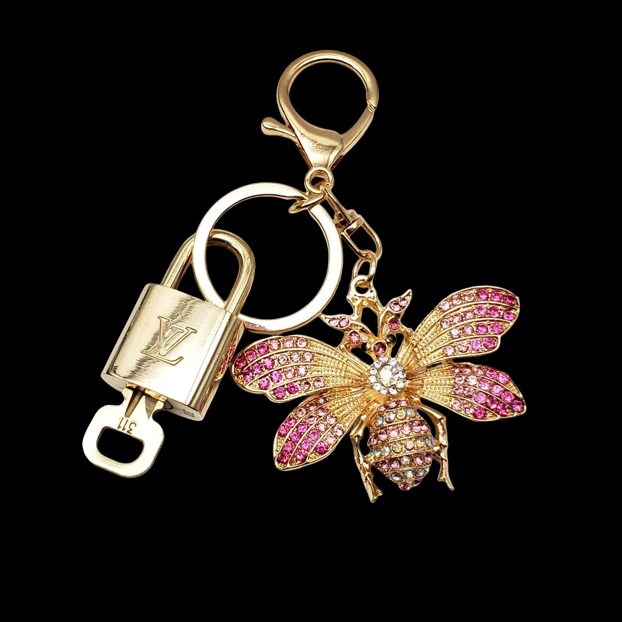100% Authentic Louis Vuitton Lock and Key with Unbranded Keychain, Keycharm, Bagcharm