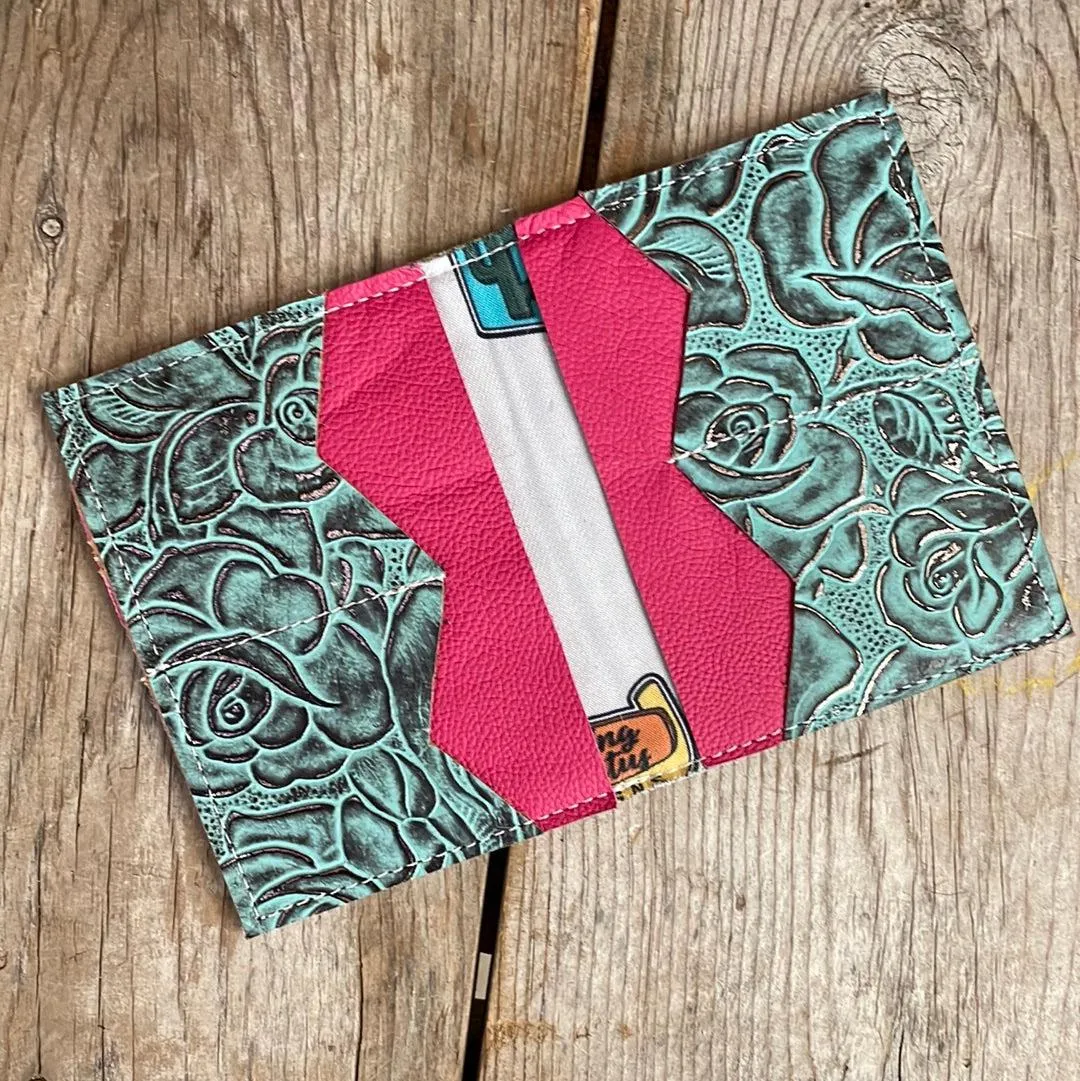 105 Waylon Wallet - Black & White w/ Geode Roses