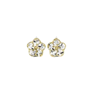 10K White and Yellow Gold Floral Stud Earrings