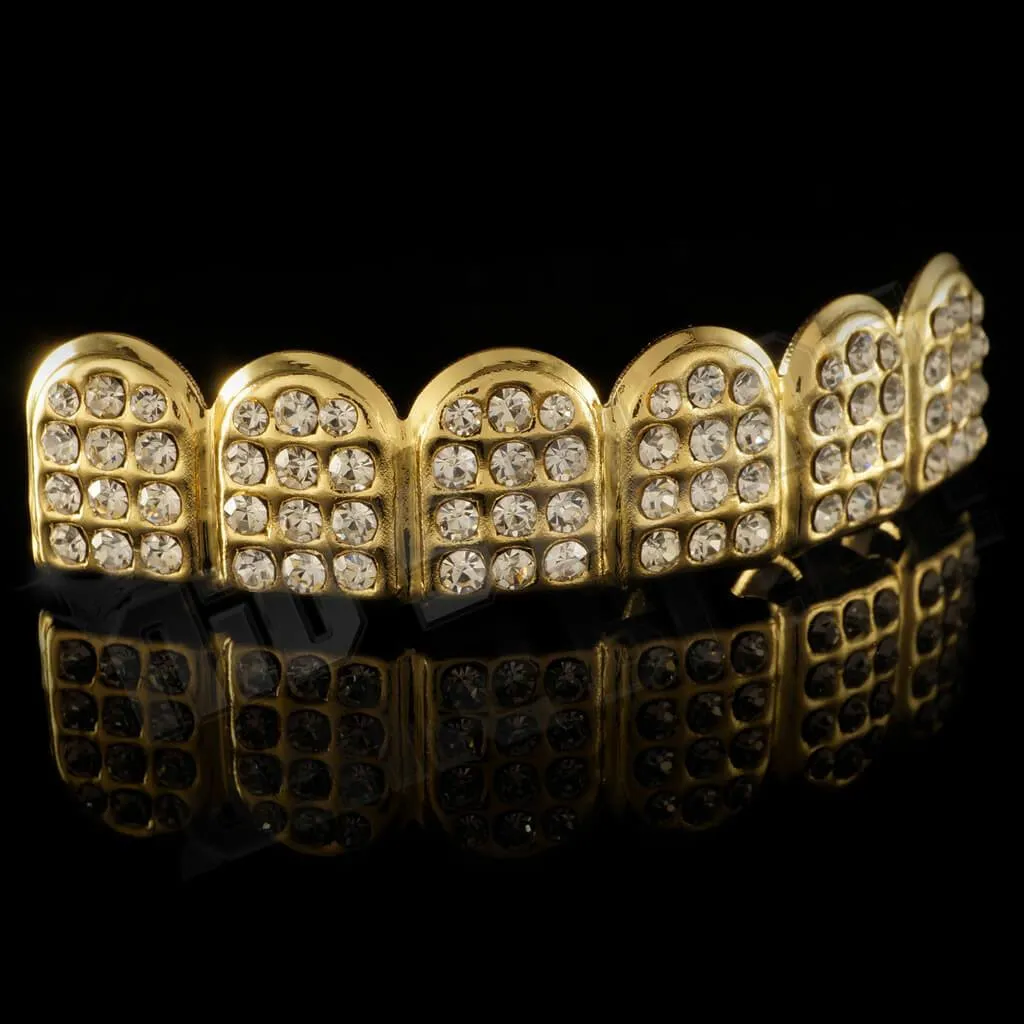 14k Iced CZ Gold Grillz