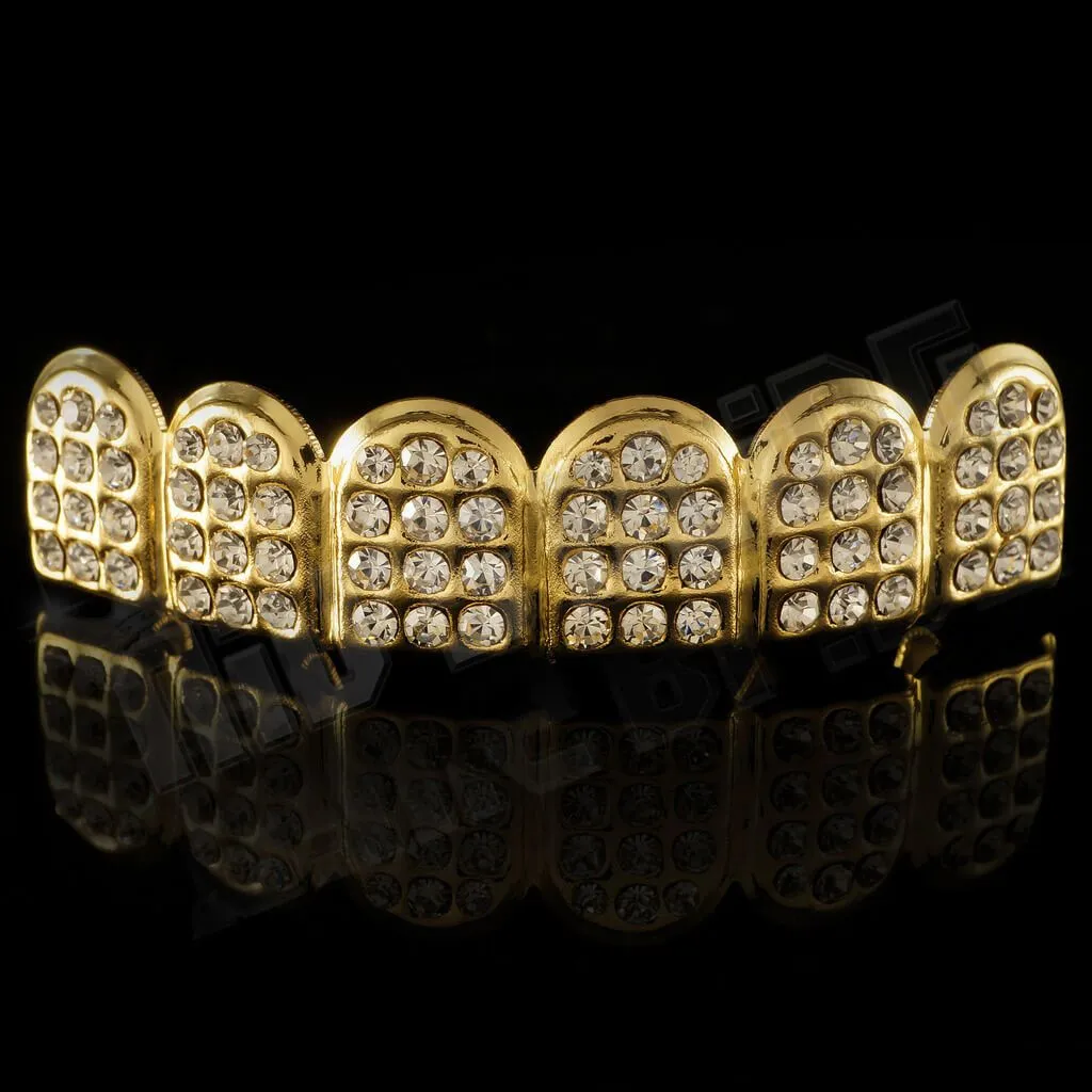 14k Iced CZ Gold Grillz