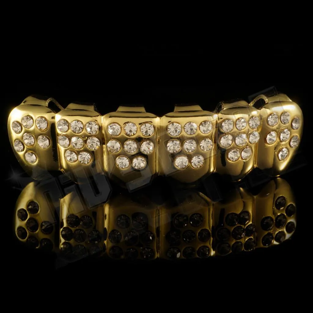 14k Iced CZ Gold Grillz