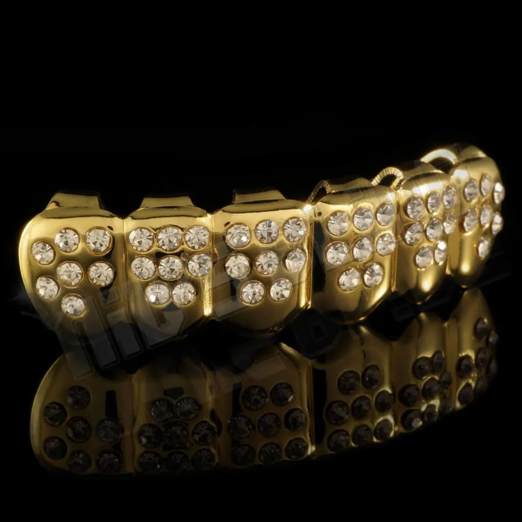 14k Iced CZ Gold Grillz