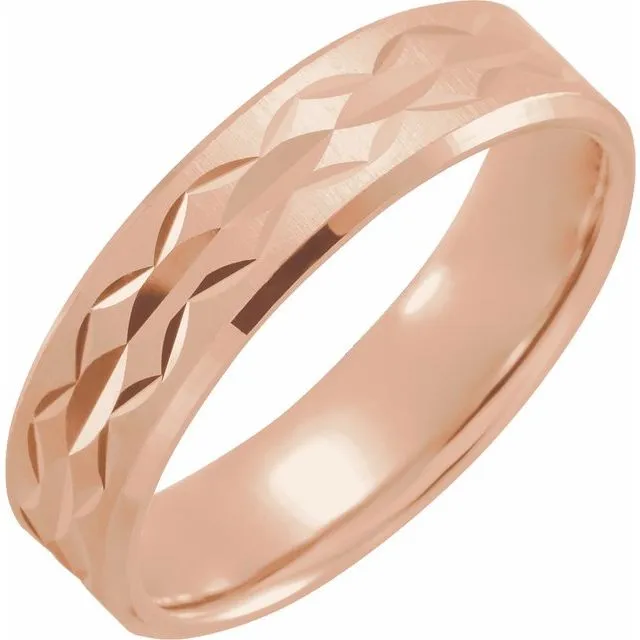 14K Rose 6 mm Design Band with Satin/Polished Finish