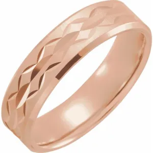 14K Rose 6 mm Design Band with Satin/Polished Finish