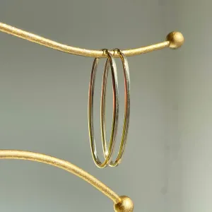 14KT Yellow Gold Squared Tube Oval Hoop Earrings 53mm