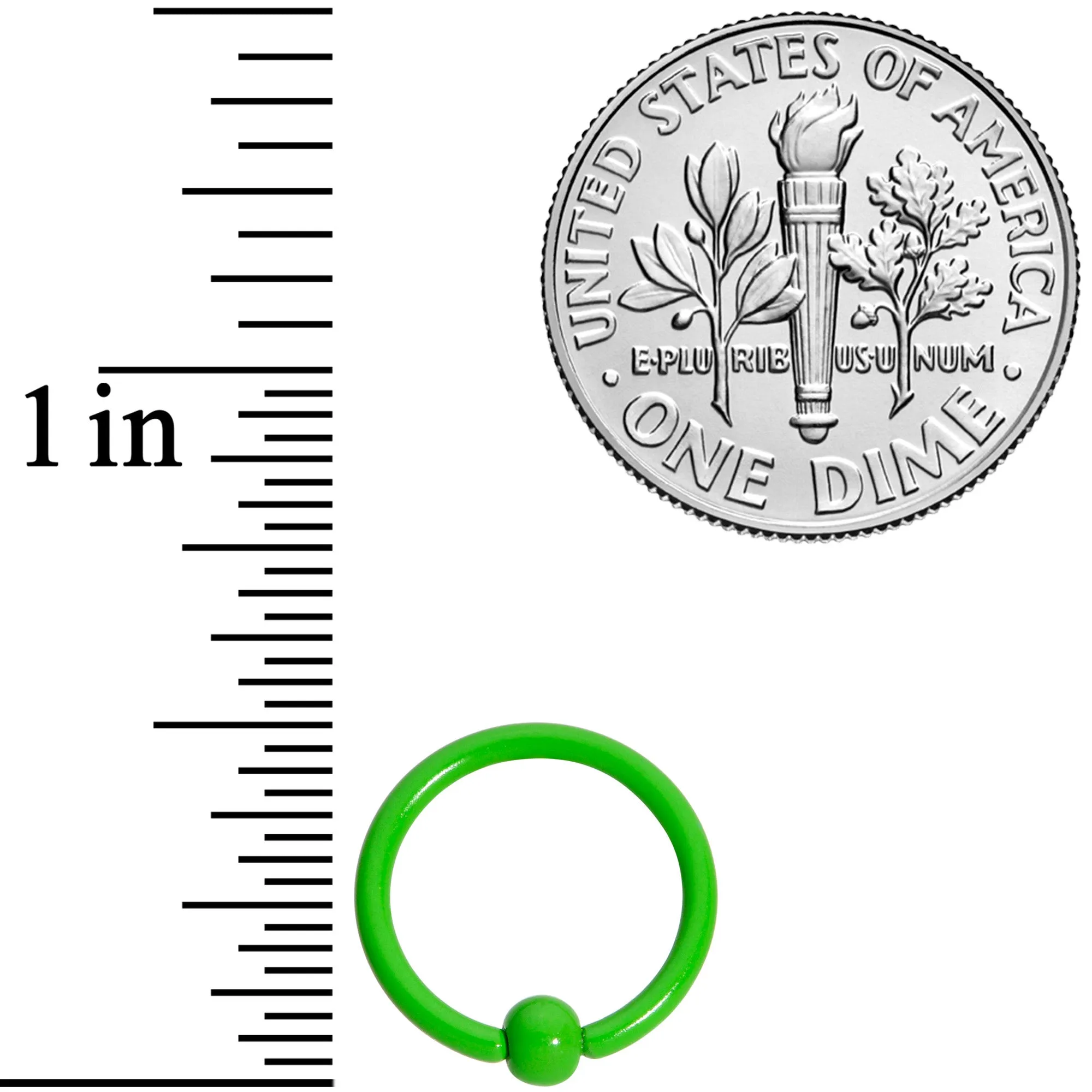 16 Gauge 3/8 Green Glow in the Dark BCR Captive Ring Set