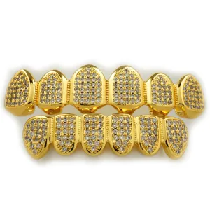 18k Gold Micro Pave Top Bottom Grillz
