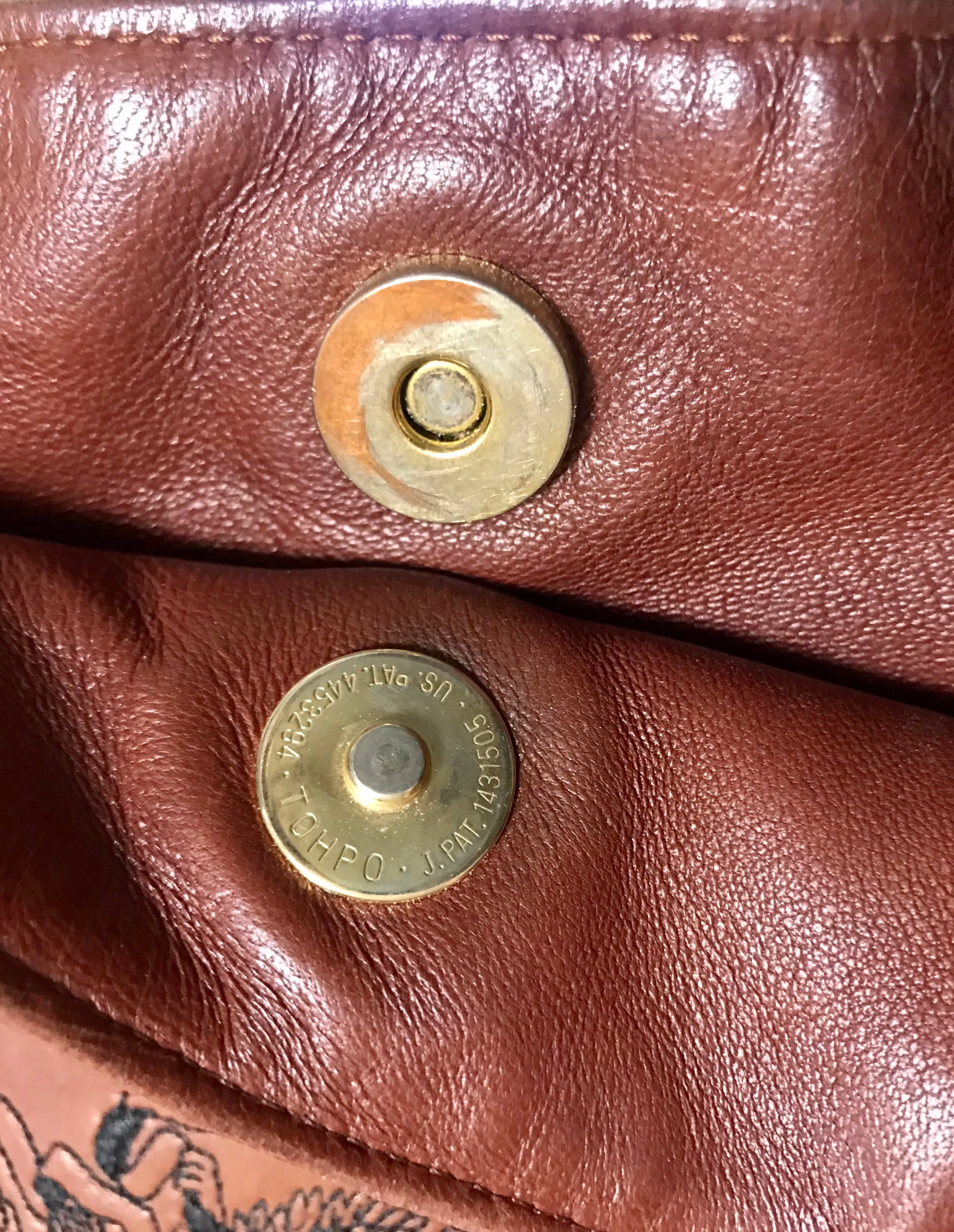1990s. Vintage Bottega Veneta brown leather shoulder tote bag with logo embroidery. Claissic daily use bag.