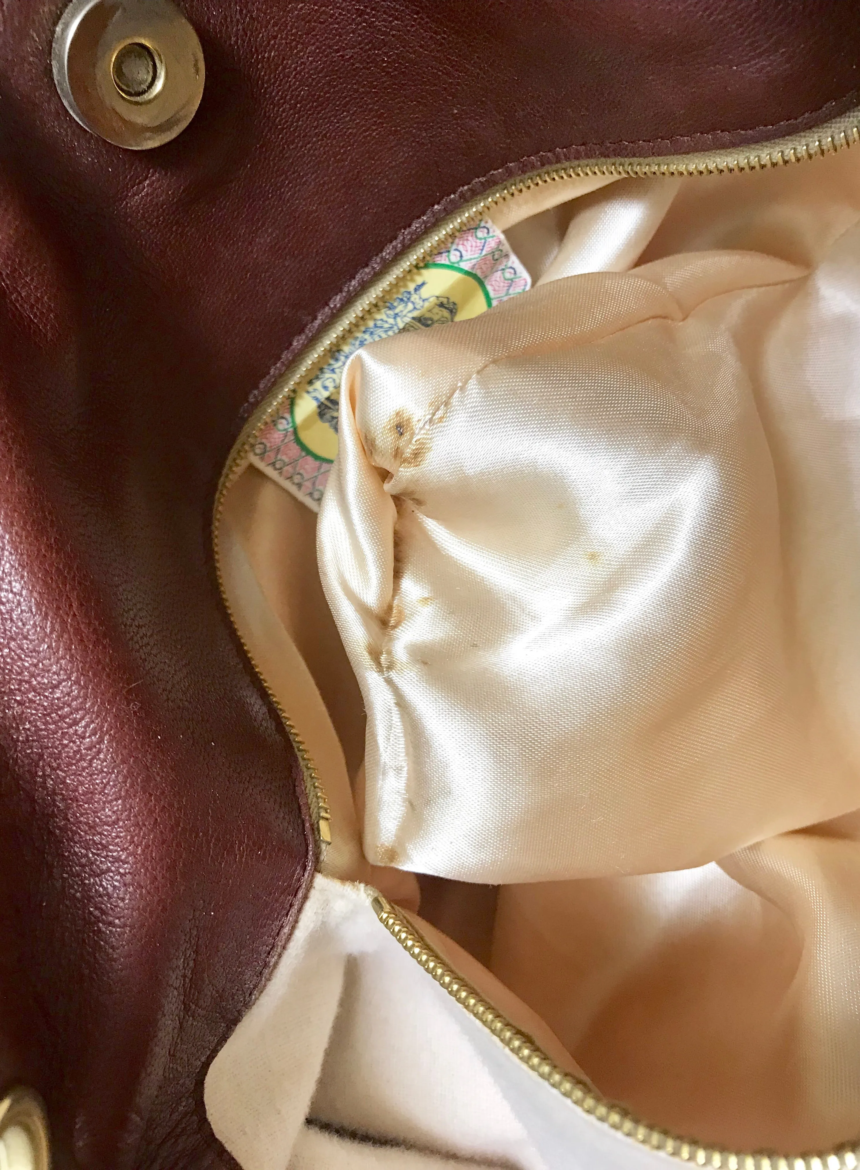 1990s. Vintage Bottega Veneta brown leather shoulder tote bag with logo embroidery. Claissic daily use bag.