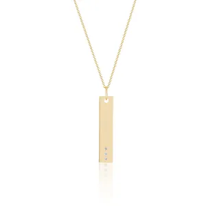 3 Diamond Skinny Dog Tag Necklace