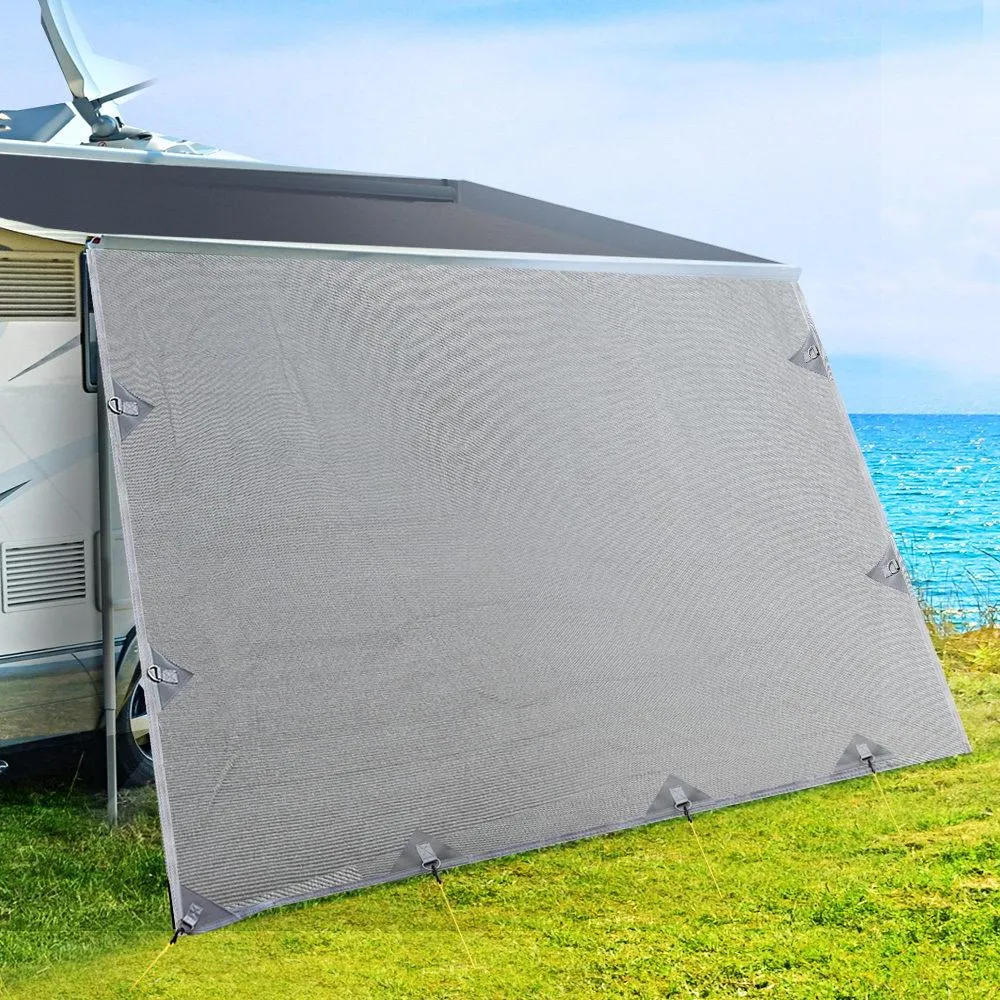 3.7M Caravan Privacy Screens 1.95M Roll Out Awning End Wall Side Sun Shade