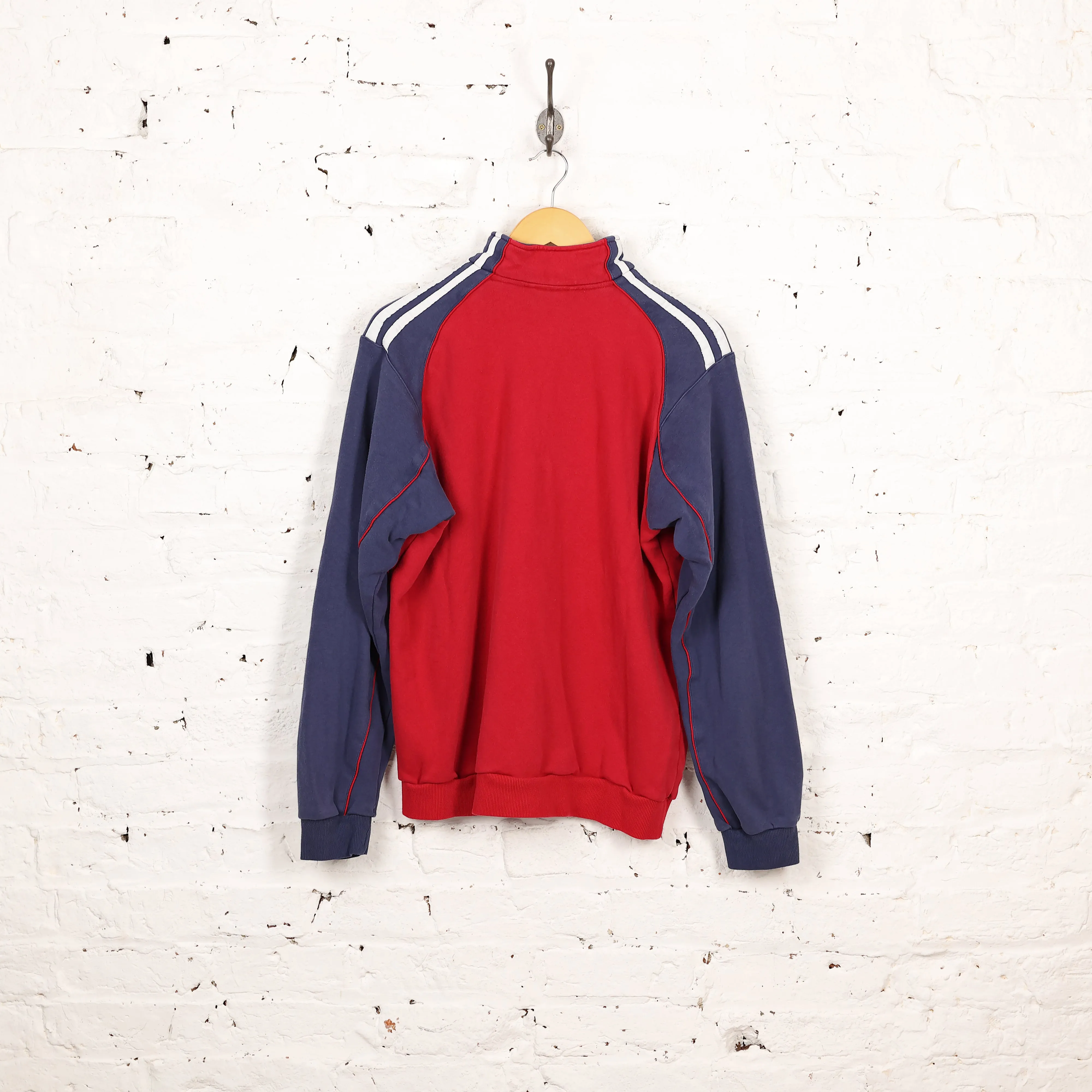 Adidas 90s 1/4 Zip Sweatshirt - Red - L