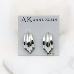 AK simple silver tone shining earrings