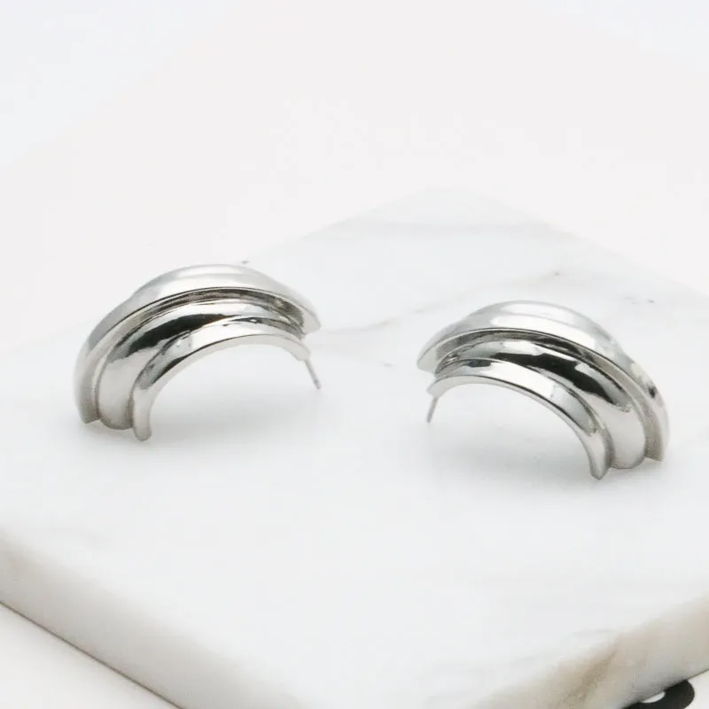 AK simple silver tone shining earrings