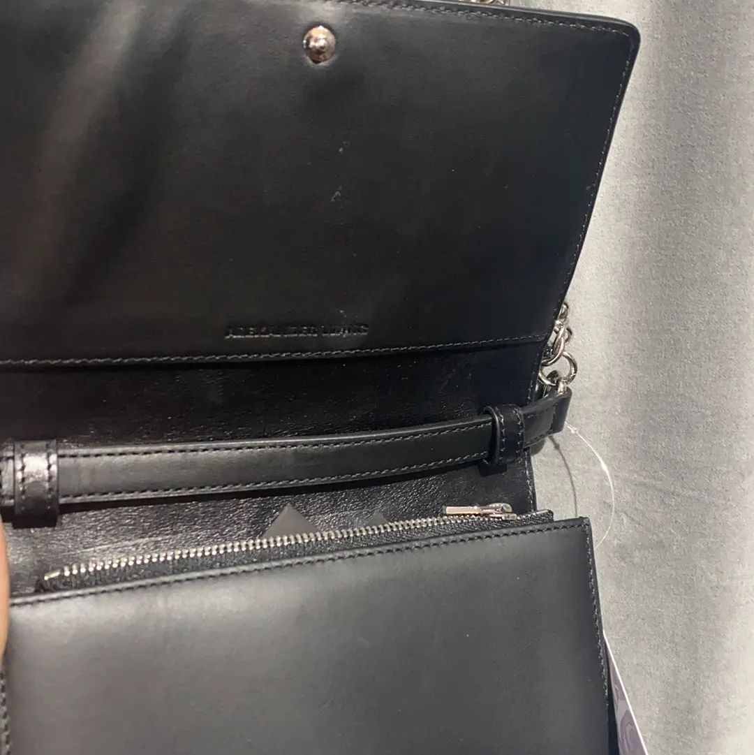 Aleander Wang Black LEather Wallet on a Chain with Silver Hardware