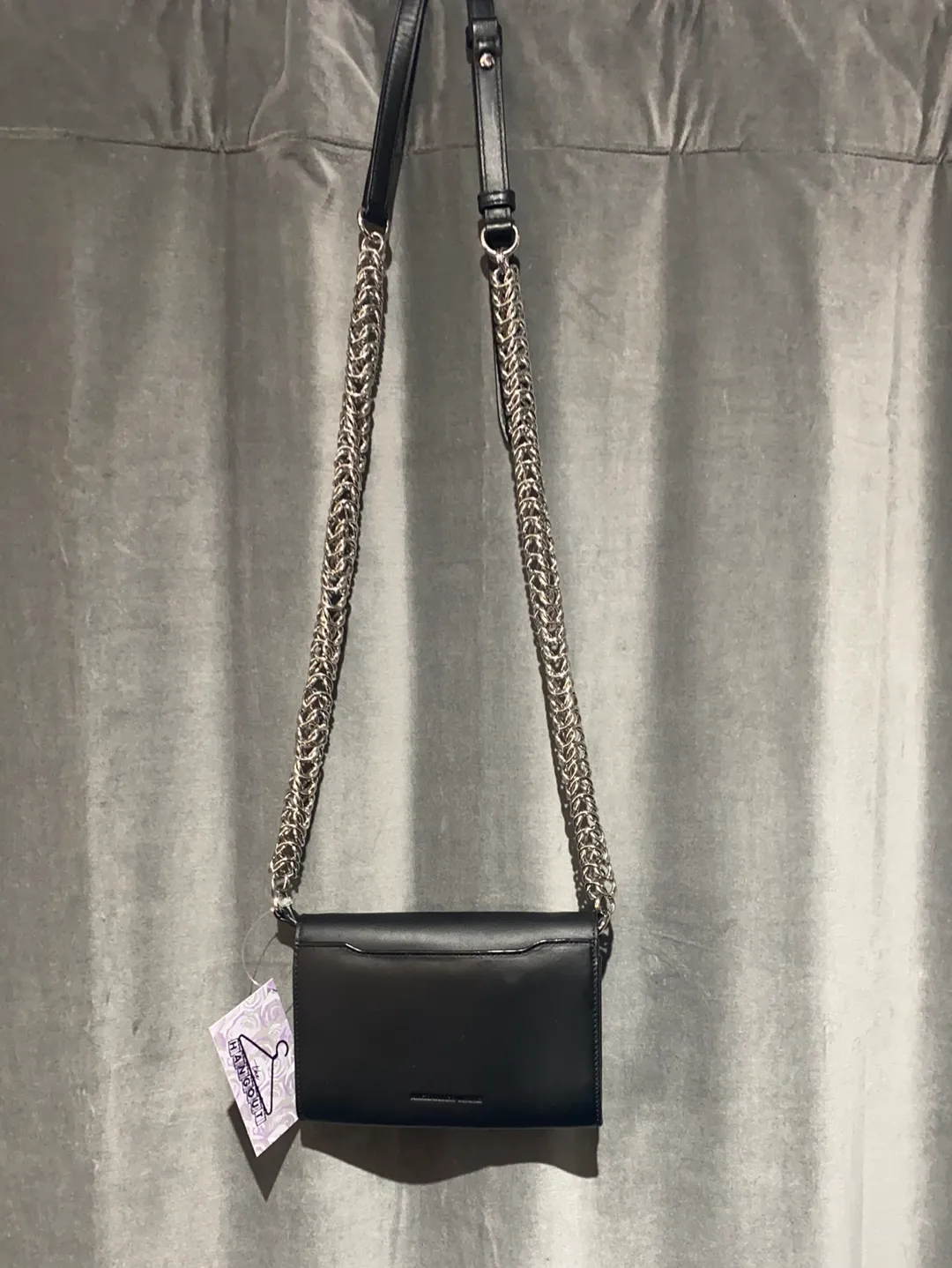 Aleander Wang Black LEather Wallet on a Chain with Silver Hardware