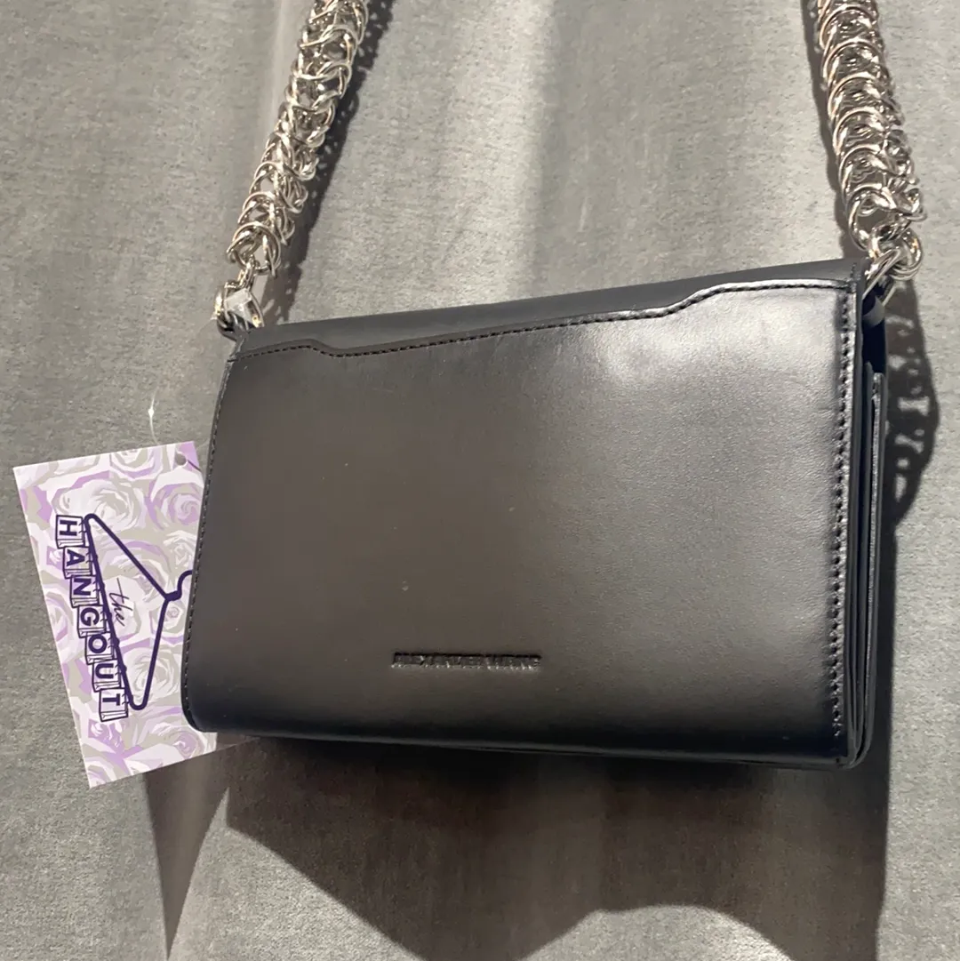 Aleander Wang Black LEather Wallet on a Chain with Silver Hardware