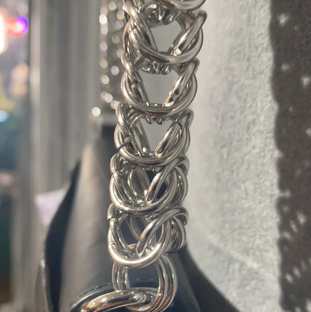 Aleander Wang Black LEather Wallet on a Chain with Silver Hardware