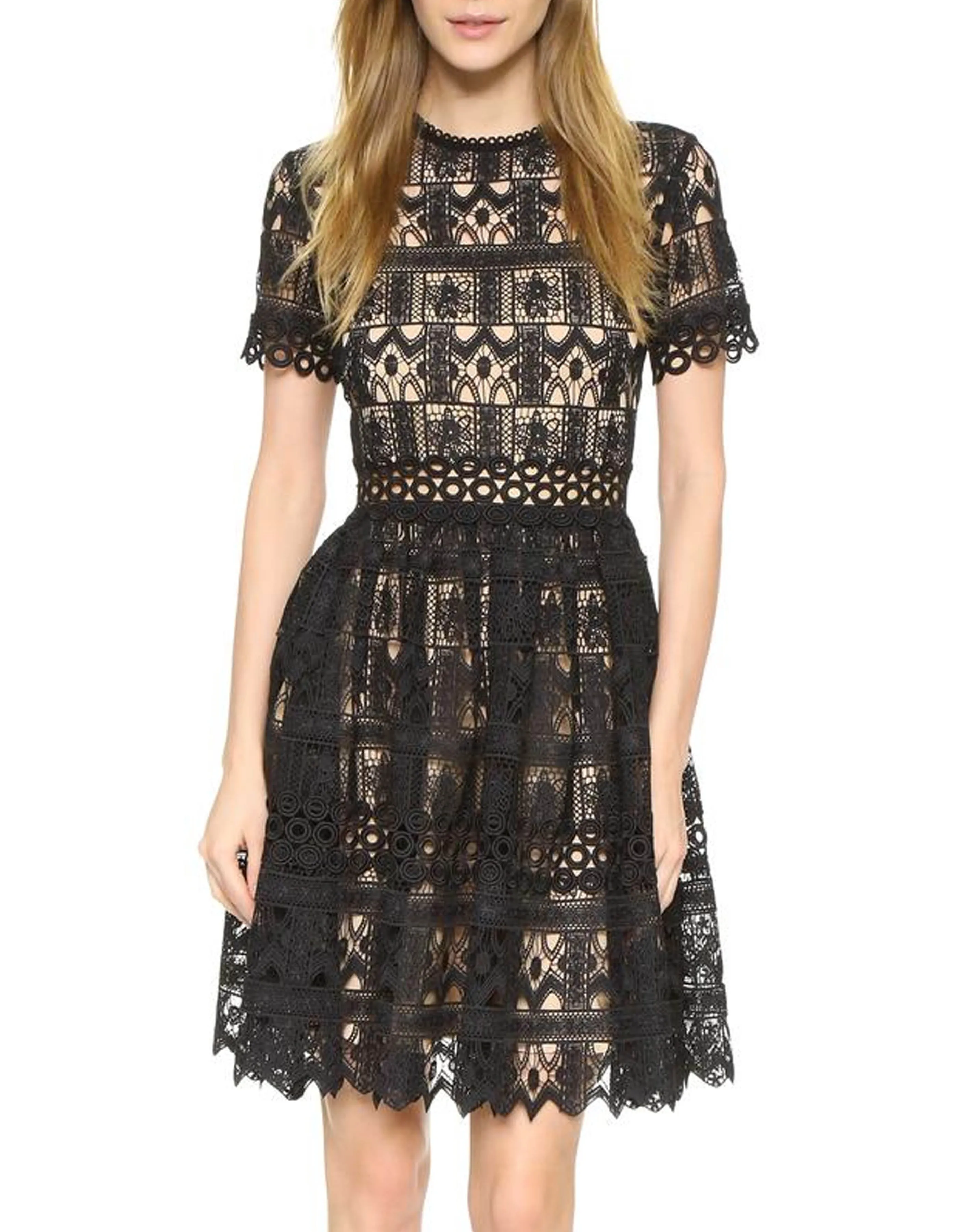 Alexis Black Lace Short Sleeve Lula Dress sz Small