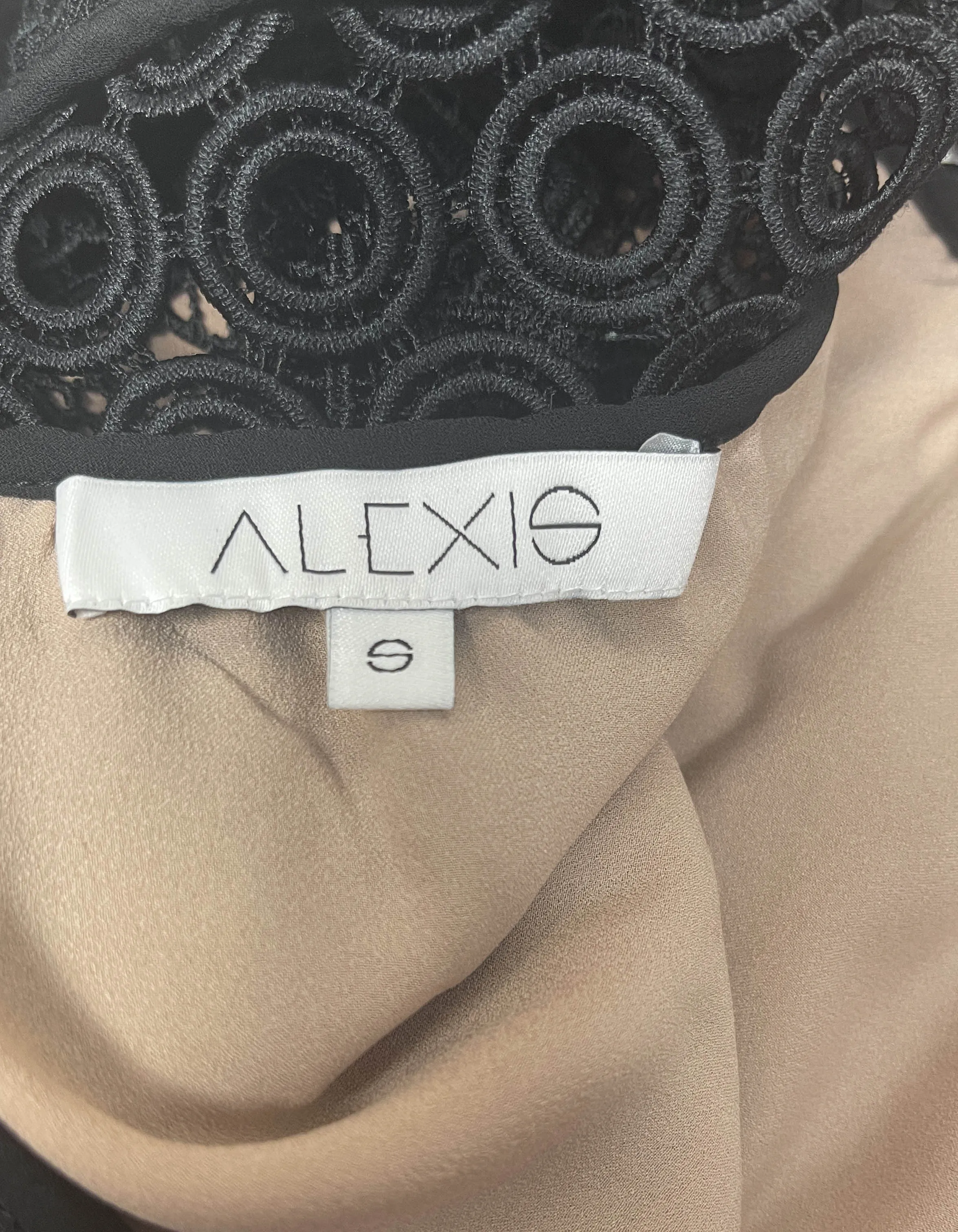 Alexis Black Lace Short Sleeve Lula Dress sz Small