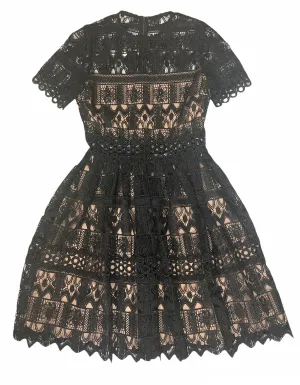 Alexis Black Lace Short Sleeve Lula Dress sz Small