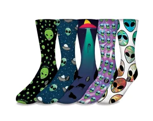Alien Theme Crew Socks- 5 Pack