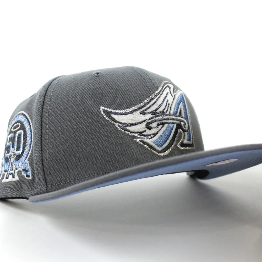 Anaheim Angels 50th Anniversary New Era 59Fifty Fitted Hat (GITD Storm Gray Sky Blue Under Brim)