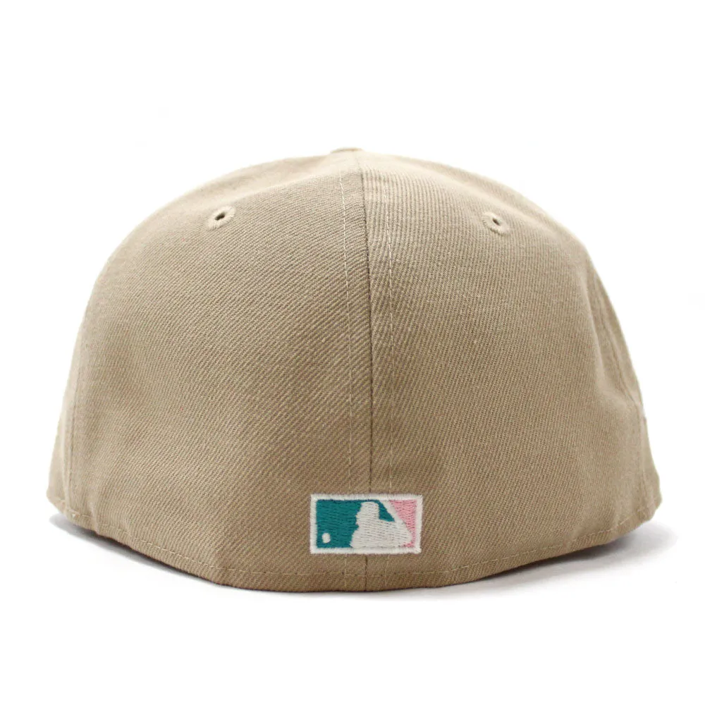 Arizona Diamondbacks 2001 World Series New Era 59Fifty Fitted Hat (D Logo Camel Glow in the Dark Pink Under Brim)