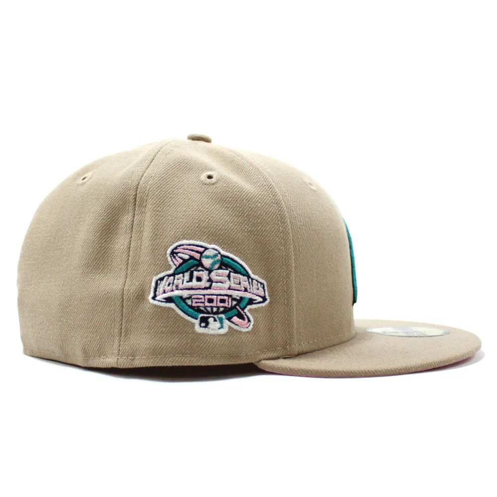 Arizona Diamondbacks 2001 World Series New Era 59Fifty Fitted Hat (D Logo Camel Glow in the Dark Pink Under Brim)