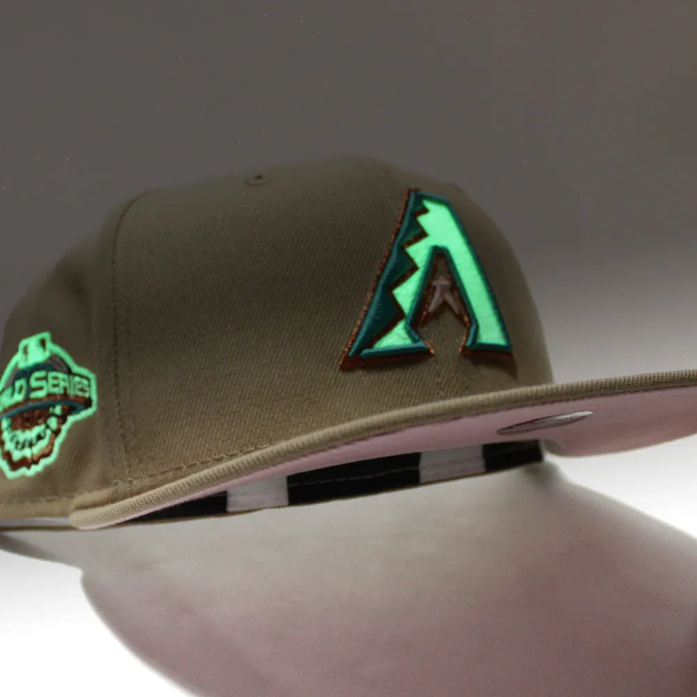 Arizona Diamondbacks 2001 World Series New Era 59Fifty Fitted Hat (GITD Camel Pink Under Brim)