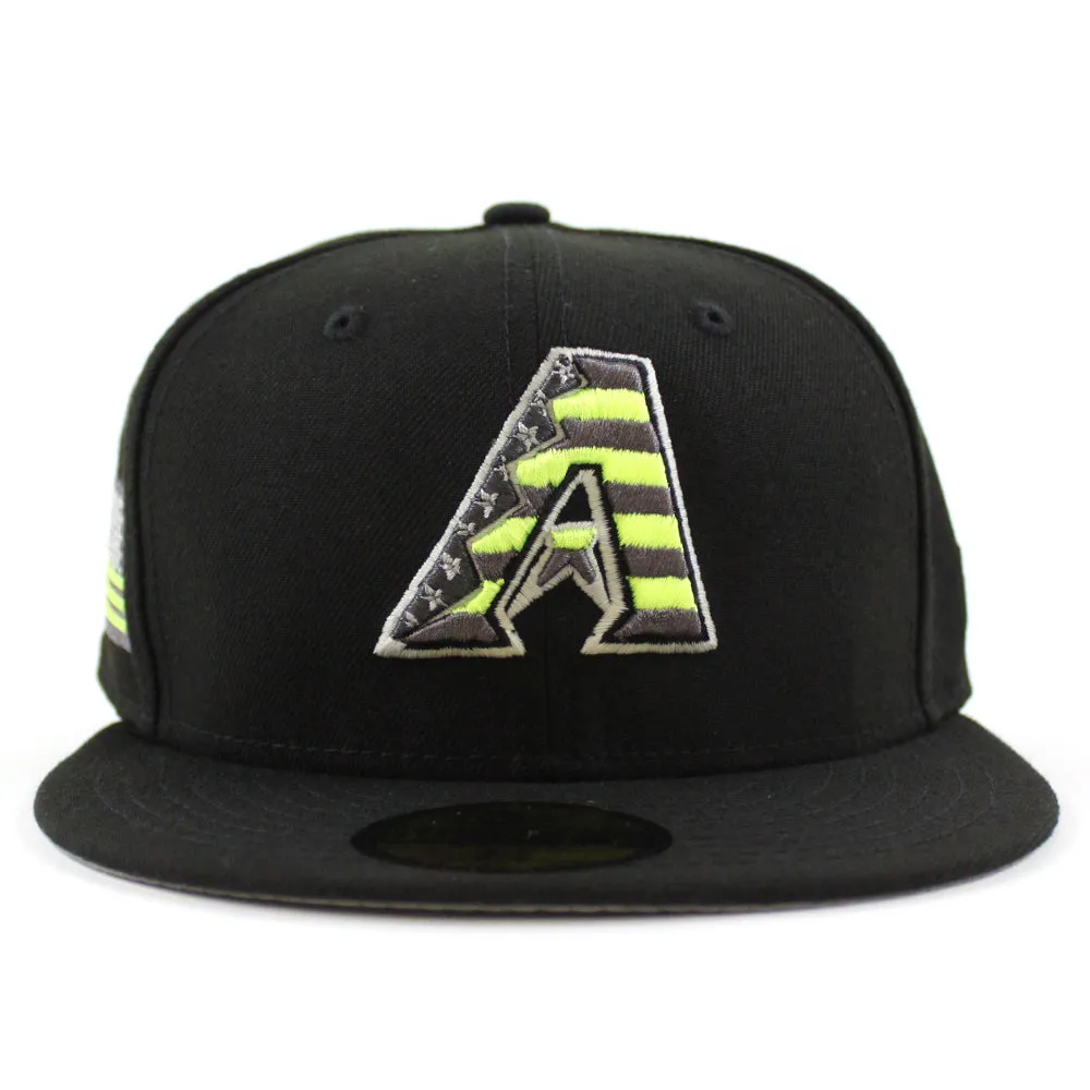 Arizona Diamondbacks USA Flag New Era 59Fifty Fitted Hat (GITD Black 3M Under Brim)