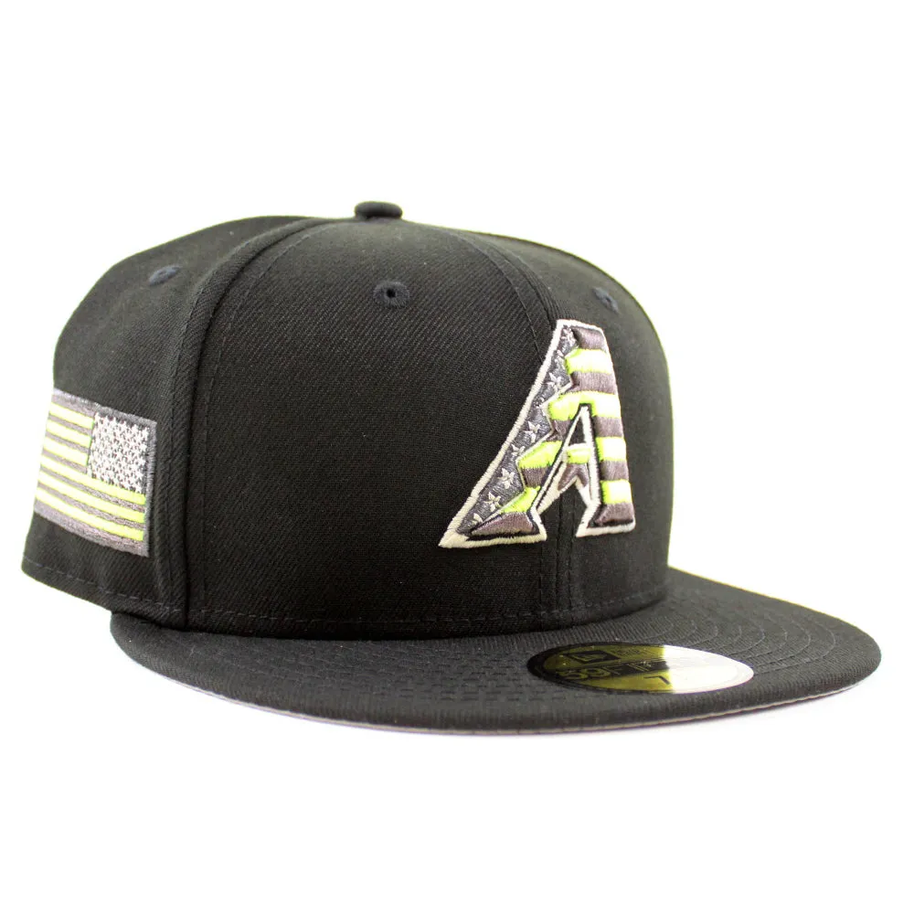 Arizona Diamondbacks USA Flag New Era 59Fifty Fitted Hat (GITD Black 3M Under Brim)