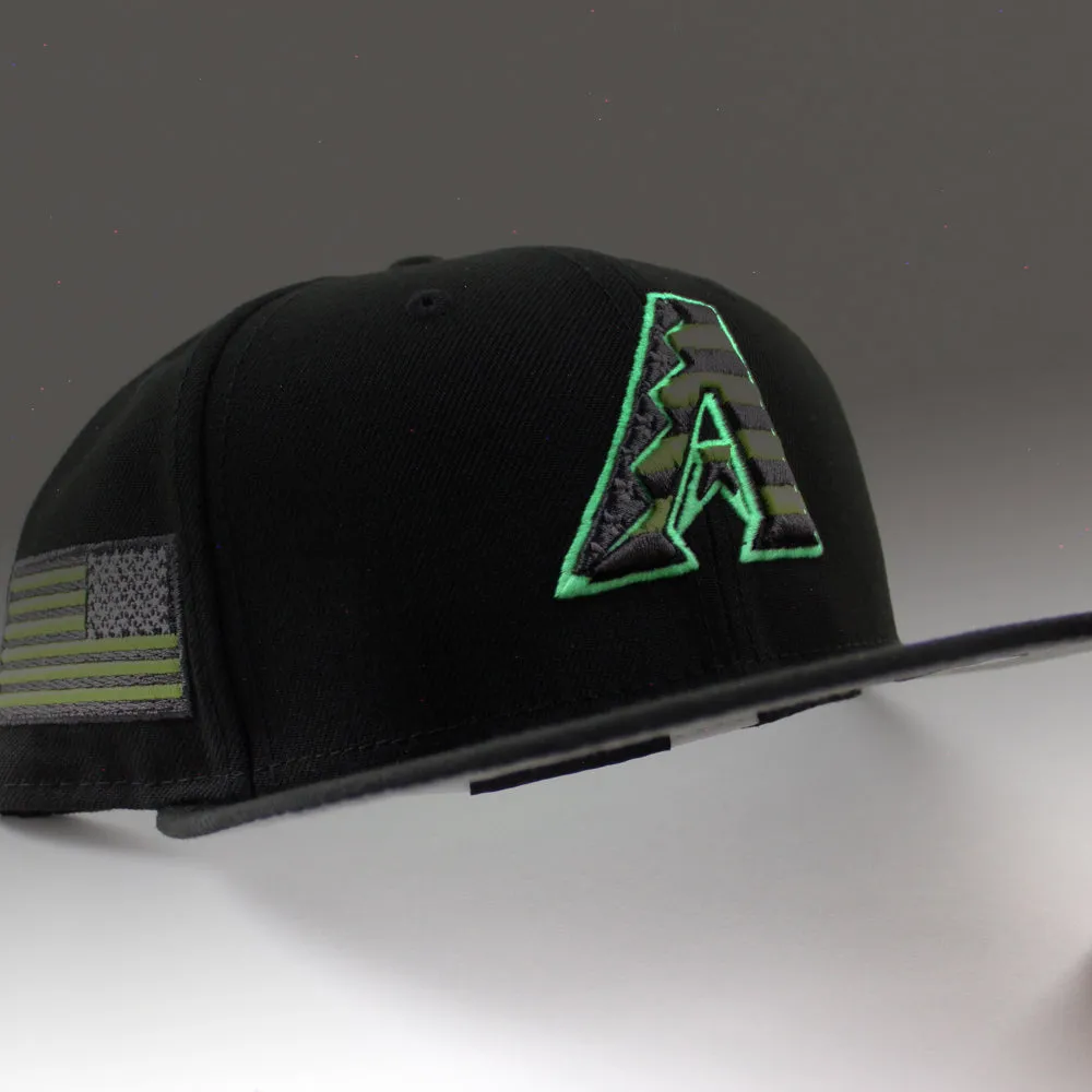 Arizona Diamondbacks USA Flag New Era 59Fifty Fitted Hat (GITD Black 3M Under Brim)