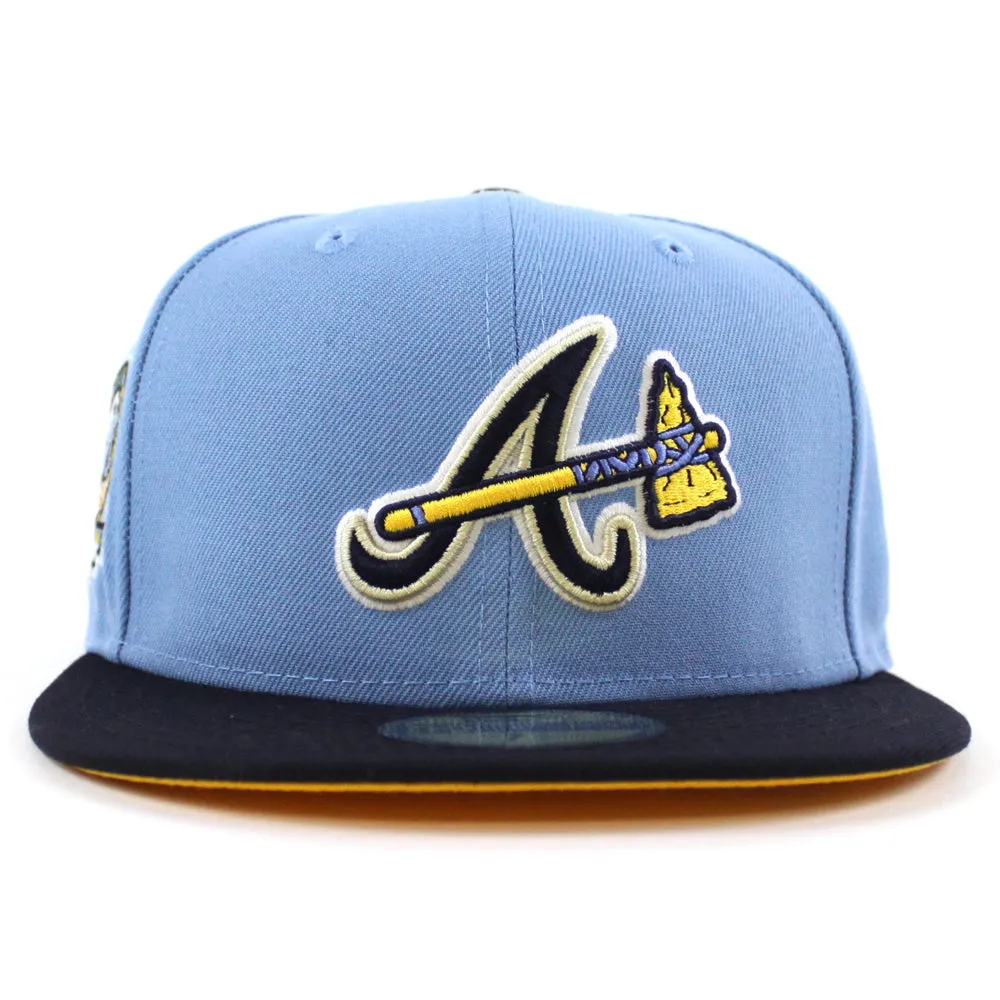 Atlanta Braves 40 ANNIVERSARY New Era 59Fifty Fitted Hat (Glow in the Dark Sky Blue Navy Gold Under Brim)