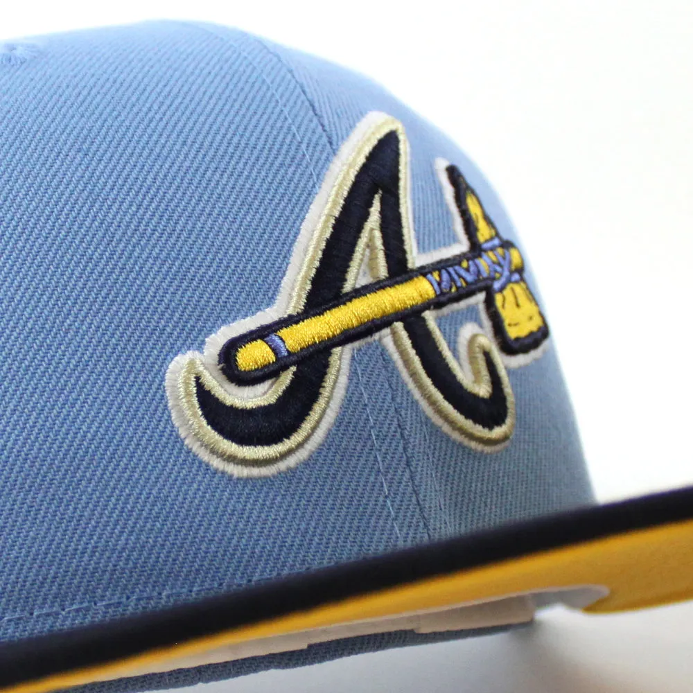Atlanta Braves 40 ANNIVERSARY New Era 59Fifty Fitted Hat (Glow in the Dark Sky Blue Navy Gold Under Brim)