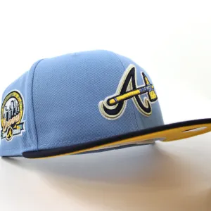 Atlanta Braves 40 ANNIVERSARY New Era 59Fifty Fitted Hat (Glow in the Dark Sky Blue Navy Gold Under Brim)