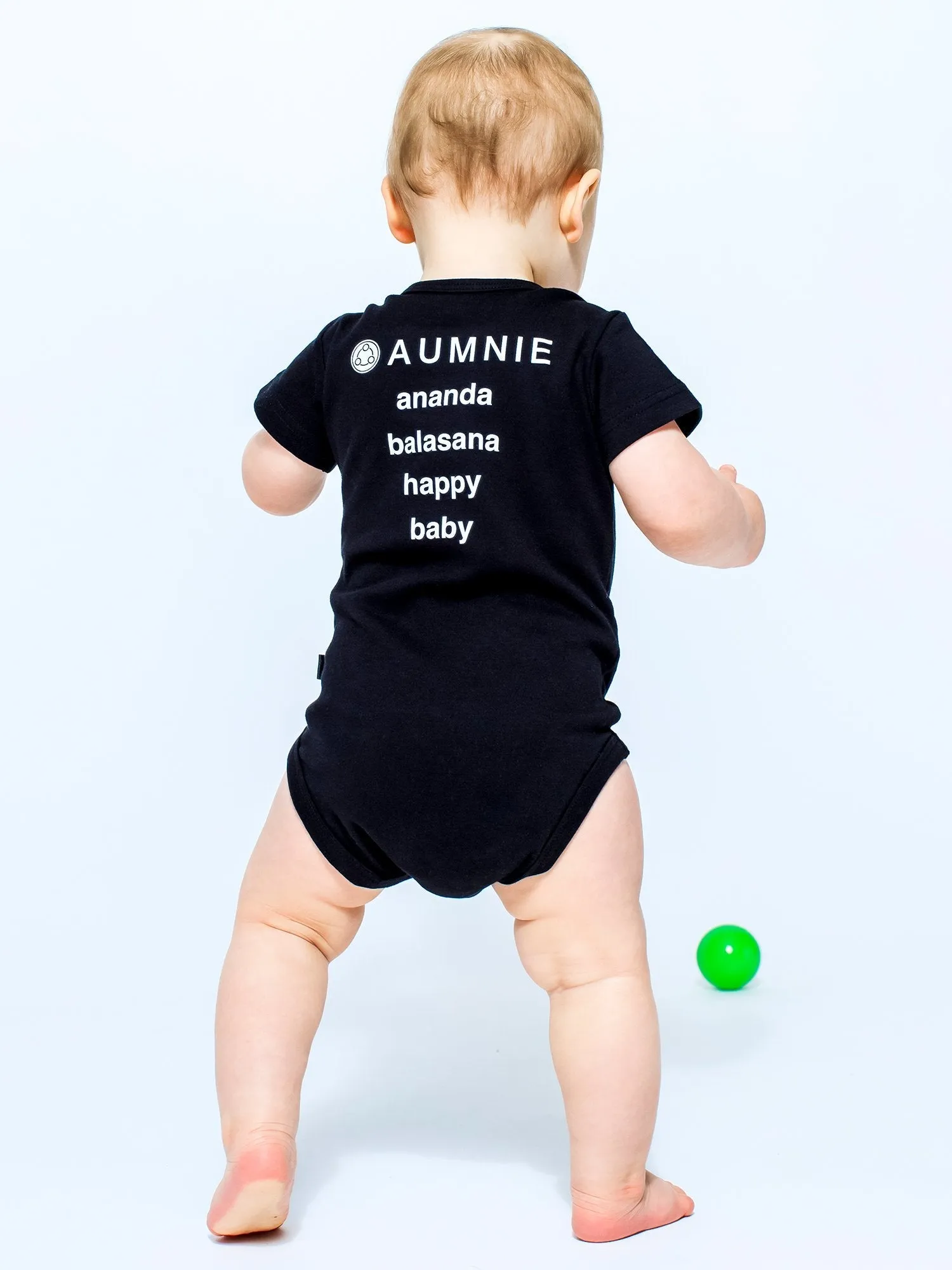 AUMkids HAPPY BABY SHORT SLEEVE ONESIE   BIB SET, BLACK