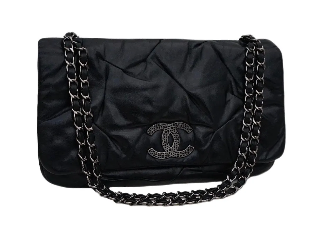 Authentic Chanel So Black Calfskin Jumbo