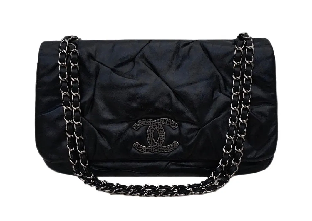 Authentic Chanel So Black Calfskin Jumbo