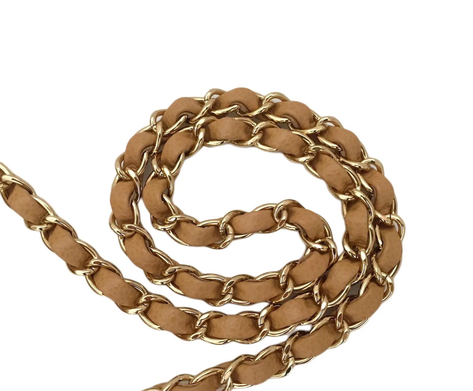 Authentic Chanel Tan Caviar 2.55 9” Double Flapover