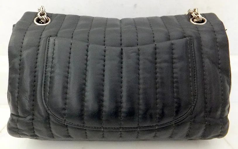 Authentic Chanel Vertical 10” 2.55 Silver Modern Chain Flap