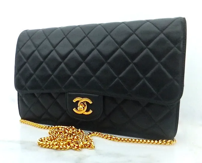Authentic Chanel Vintage 2.55 Black Flapover Clutch