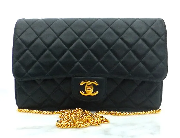 Authentic Chanel Vintage 2.55 Black Flapover Clutch
