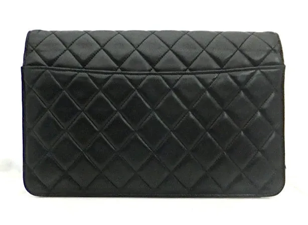 Authentic Chanel Vintage 2.55 Black Flapover Clutch