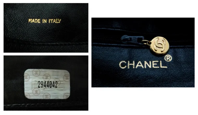 Authentic Chanel Vintage Black Caviar Quilted Camera Style Handbag