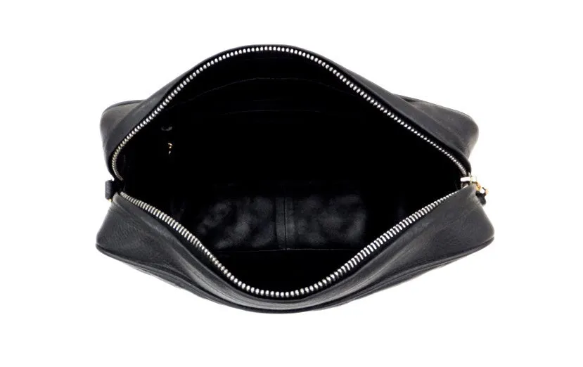 Authentic Chanel Vintage Black Caviar Quilted Camera Style Handbag