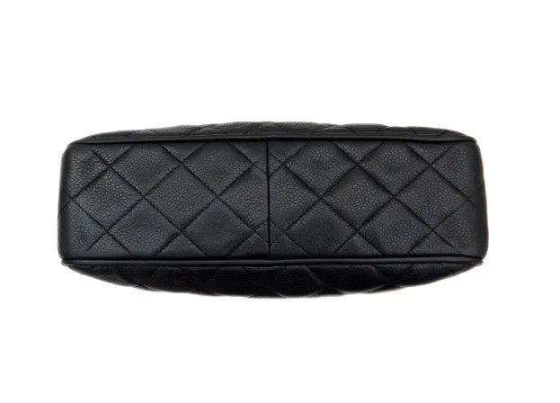 Authentic Chanel Vintage Black Caviar Quilted Camera Style Handbag